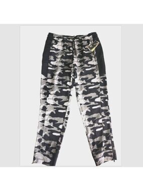 AND1 Jogging Pants Mens XL Black Camouflage Zippered Ankle Ribbed Side P…